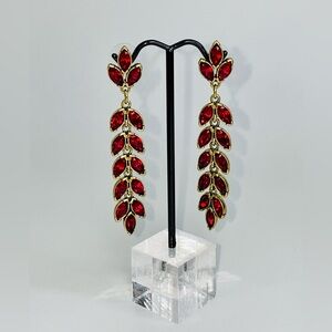 Dramatic Heidi Daus 3” Red Crystal Drop Earrings